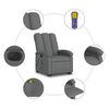 vidaXL Sill&oacute;n de masaje el&eacute;ctrico reclinable elevable tela gris oscuro