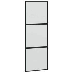 vidaXL Puerta corredera vidrio templado y aluminio negra 76x205 cm