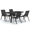 vidaXL Juego de comedor para jard&iacute;n 5 piezas negro