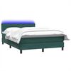 vidaXL Cama box spring con colch&oacute;n y LED terciopelo verde oscuro 140x210 cm