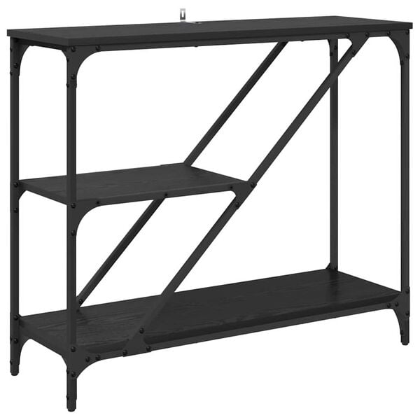 vidaXL Mesa Consola Roble Negro 88,5 x 30 x 75 cm Madera contrachapada