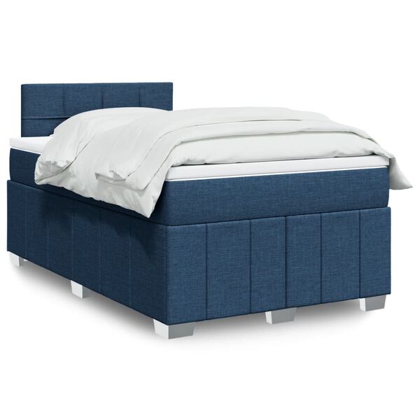 vidaXL Cama box spring con colch&oacute;n tela azul 120x190 cm
