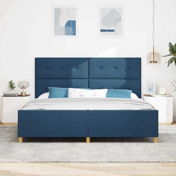 vidaXL Estructura de cama con cabecera Azul 200 x 200 cm tela