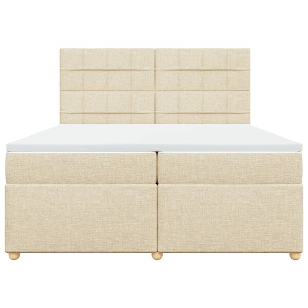 vidaXL Cama box spring con colch&oacute;n tela color crema 200x200 cm