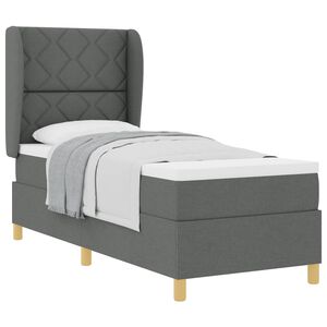 vidaXL Cama con Somier y Colch&oacute;n Gris Oscuro 90x190 cm de Tela tela