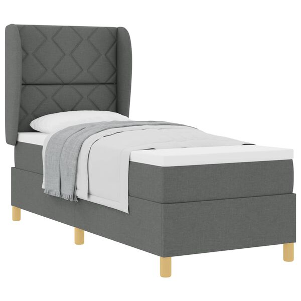 vidaXL Cama con Somier y Colch&oacute;n Gris Oscuro 90x190 cm de Tela tela