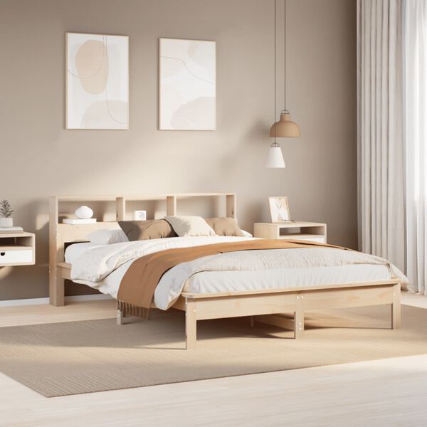 vidaXL Estructura de cama sin colchón madera de pino blanco 150x200 cm