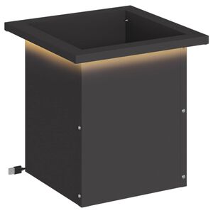 vidaXL Jardinera para jard&iacute;n con luces LED Negro 30 x 30 x 30 cm Acero