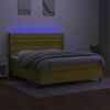 vidaXL Cama box spring colch&oacute;n y luces LED tela verde 160x200 cm