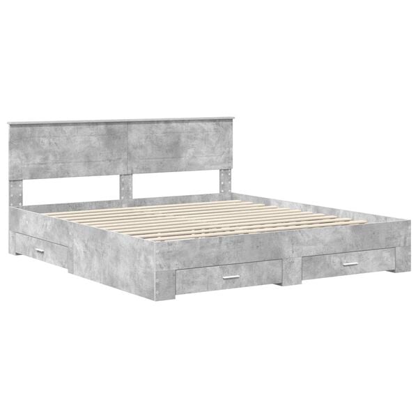 vidaXL Estructura de cama con cabecera Gris Concreto 200 x 200 cm