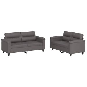 vidaXL Juego de sof&aacute;s con cojines 2 piezas cuero sint&eacute;tico gris