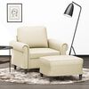 vidaXL Sillón con taburete cuero sintético color crema 60 cm
