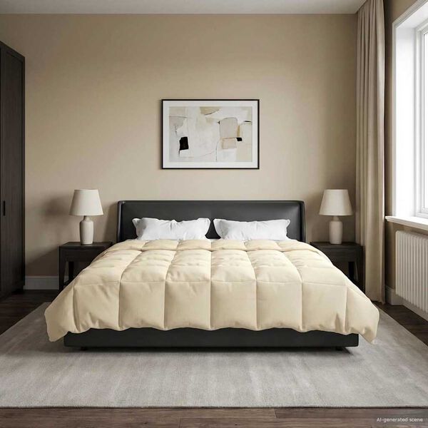 vidaXL Edred&oacute;n de Invierno Acolchado Crema 220 x 260 cm Microfibra