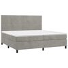 vidaXL Cama box spring colch&oacute;n y LED terciopelo gris claro 200x200 cm
