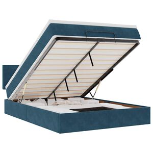 vidaXL Estructura de cama otomana con colch&oacute;n azul oscuro 140x200 cm
