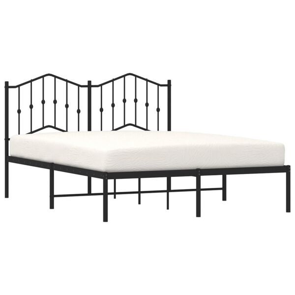 vidaXL Estructura cama sin colch&oacute;n con cabecero metal negro 140x190 cm