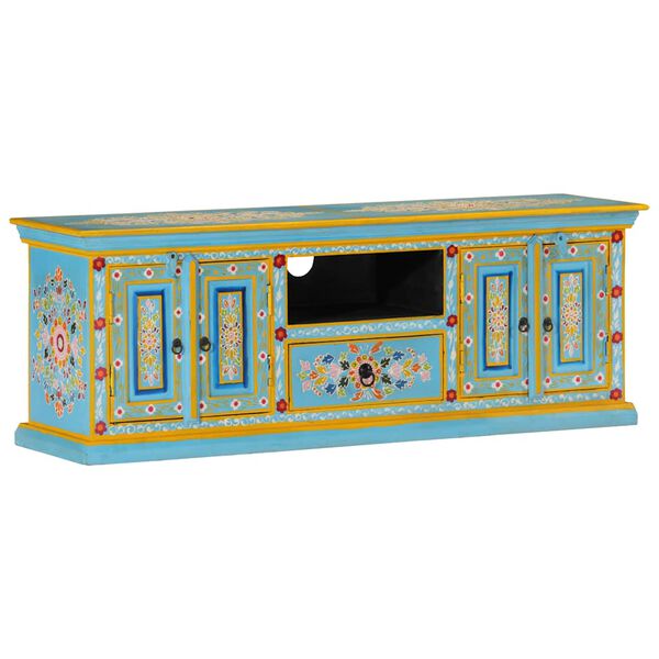 vidaXL Mueble de TV madera maciza de mango azul 110x30x40 cm