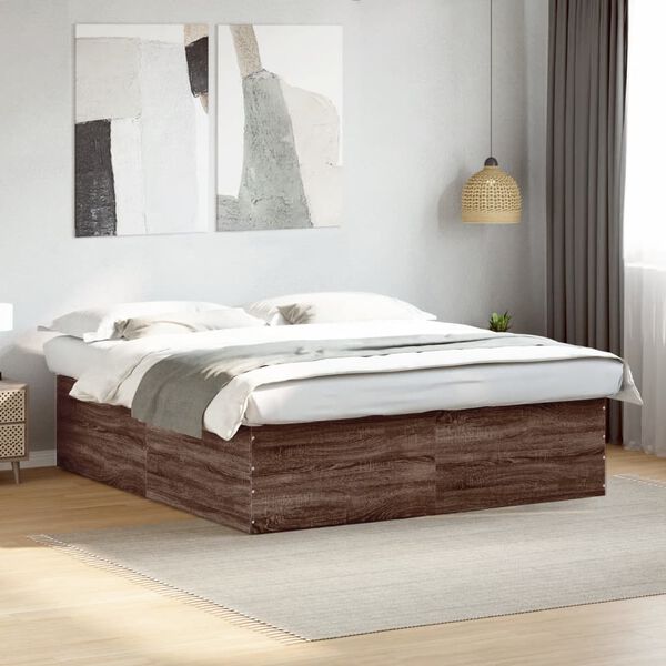 vidaXL Estructura de cama madera de ingenier&iacute;a marr&oacute;n roble 180x200 cm