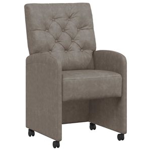 vidaXL Sillas de Comedor con Ruedas 2 uds. Cuero sint&eacute;tico Gris