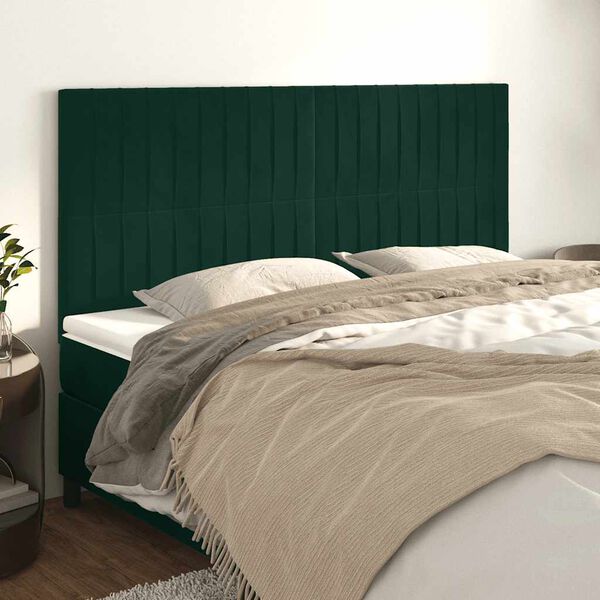 vidaXL Cabecero Terciopelo Verde Oscuro 180x5x118/128 cm