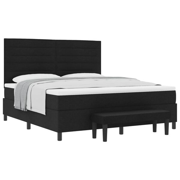 vidaXL Cama tipo Box Spring con colch&oacute;n Negro 180 x 200 cm tela