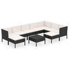 vidaXL Set de muebles de jard&iacute;n 10 pzas cojines rat&aacute;n sint&eacute;tico negro