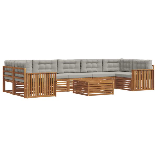 vidaXL Conjunto de sof&aacute;s de exterior 8 pcs Gris Natural y Claro