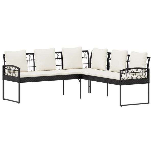 vidaXL Conjunto de sof&aacute;s de jard&iacute;n con coj&iacute;n 2 pcs Negro Acero