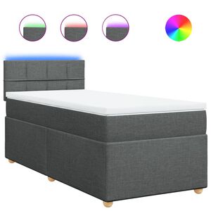vidaXL Cama box spring con colch&oacute;n tela gris oscuro 80x200 cm