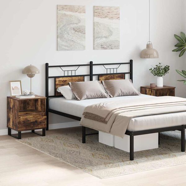 vidaXL Mesitas noche 2 uds madera ingeniería roble ahumado 40x35x50 cm