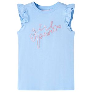 vidaXL Camiseta infantil de manga volante azul claro 104