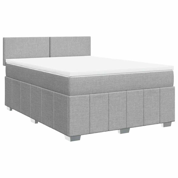 vidaXL Cama box spring con colch&oacute;n tela gris claro 140x200 cm