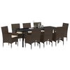 vidaXL Conjunto de Comedor de Jard&iacute;n 9 pcs Marr&oacute;n rat&aacute;n sint&eacute;tico