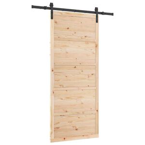 vidaXL Puerta deslizante Marrón 80 x 208 cm Madera maciza de pino