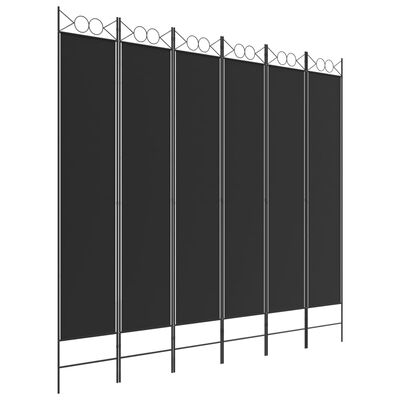 vidaXL Biombo divisor de 6 paneles de tela negro 240x220 cm