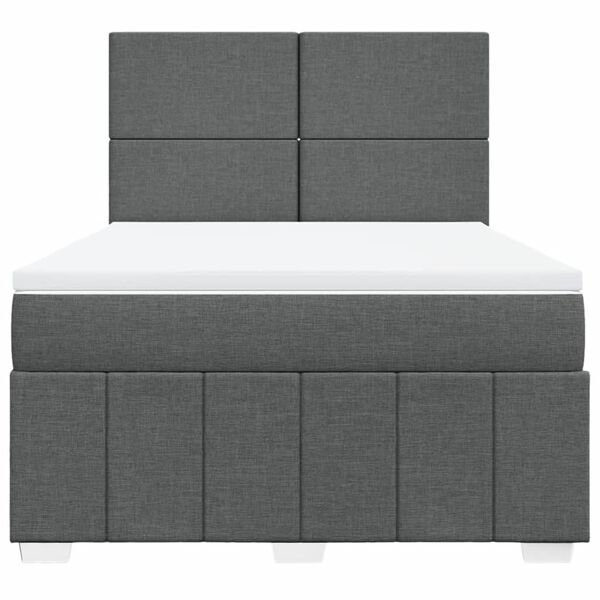 vidaXL Cama box spring con colch&oacute;n tela gris oscuro 160x200 cm
