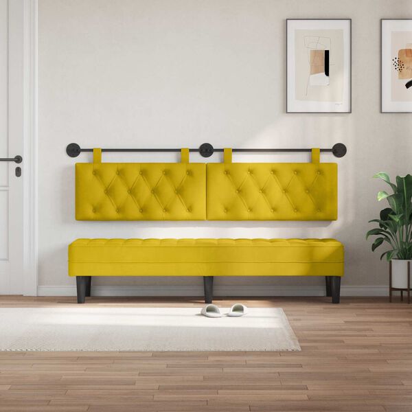 vidaXL Cabecera Colgante Amarillo 170 x 55 x 7 cm Terciopelo