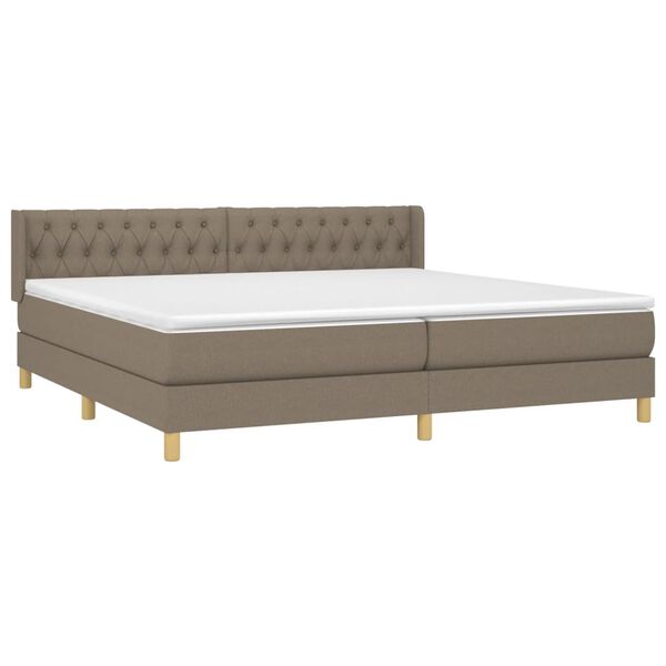 vidaXL Cama box spring con colch&oacute;n tela gris taupe 200x200 cm