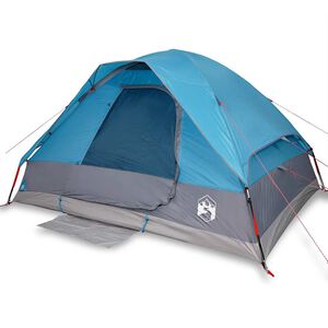 vidaXL Tienda de campa&ntilde;a igl&uacute; para 4 personas impermeable azul