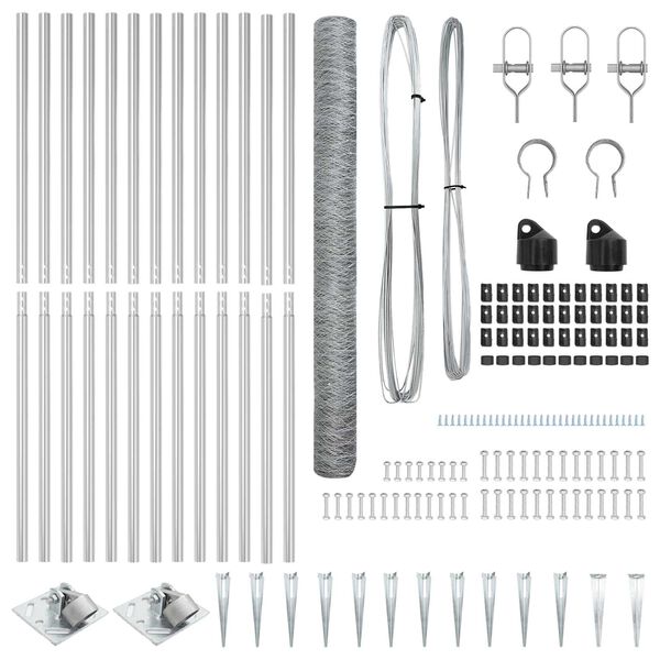 vidaXL Poste de Valla Plateado 25 x 1,6 m (malla de 50 mm) Acero