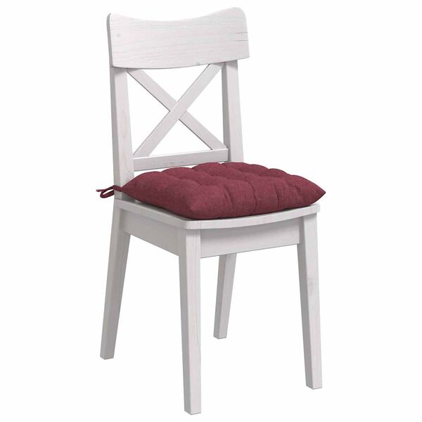 vidaXL Cojines para asiento 2 pcs Rojo vino 40 x 40 x 6 cm tela