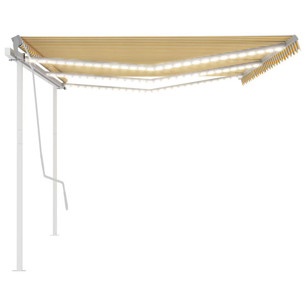 vidaXL Toldo retr&aacute;ctil manual con luz LED amarillo y blanco 6x3 m