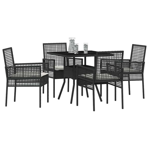 vidaXL Conjunto de Comedor de Jardín 5 pcs Negro ratán sintético
