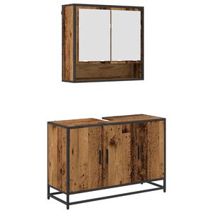 vidaXL Juego de muebles de ba&ntilde;o con estante 2 pcs Madera Vieja