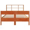vidaXL Cama con estanter&iacute;a sin colch&oacute;n madera maciza marr&oacute;n 140x190 cm