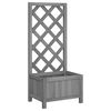 vidaXL Jardinera con enrejado gris 40x30x90 cm madera maciza de abeto