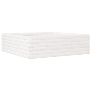 vidaXL Jardinera de madera maciza de pino blanca 80x80x23 cm