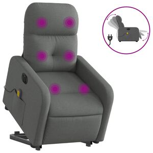 vidaXL Sill&oacute;n de masaje el&eacute;ctrico reclinable elevable tela gris oscuro