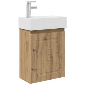 vidaXL M&oacute;dulo de ba&ntilde;o con grifer&iacute;a Roble Artesanal 45,5 x 22,5 x 84 cm