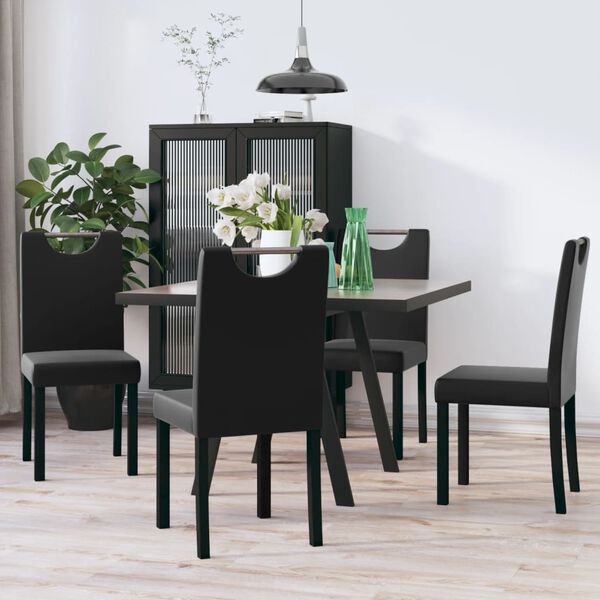 vidaXL Sillas de comedor 4 unidades cuero sint&eacute;tico negro